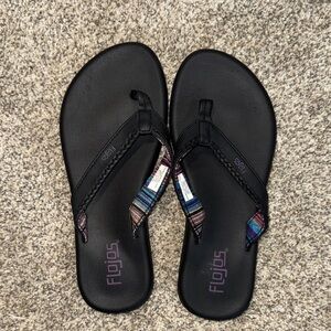 Flojos Sandals Black Womens Size 7 NWOT